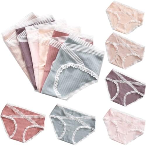 2 Pcs Cotton Maternity Underwear Without Trace Sexy Lace Low- waist U-Shaped Pregnancy Panties Breathable cozy Lingerie