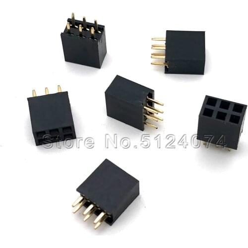 20pcs/lot Double row female Spacing 2.54mm 2x3pin double row seat 6P female connector2*3P DIP