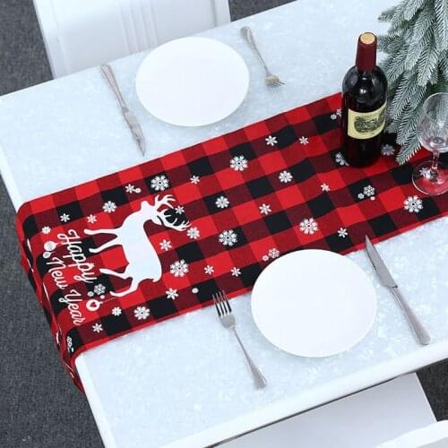2021 Elk Christmas Table Runner Xmas Party Decor Table Runners Living Room Dining Table Dress Up Christmas Home Decoration Crist
