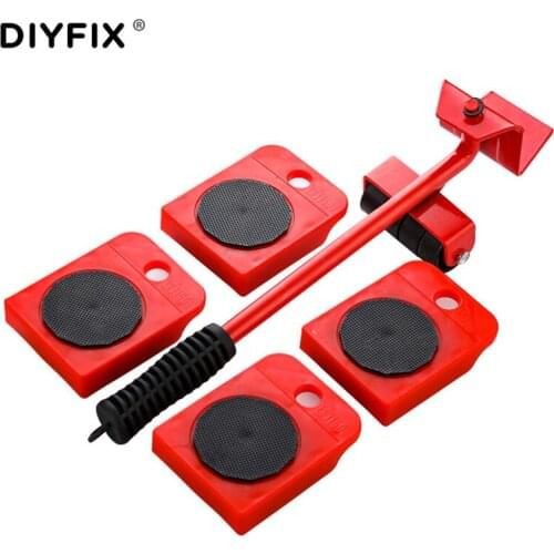 DIYFIX 5PCS Furniture Mover Tools Labor-Saving With 4 Wheeled Roller Transport Lifter Household Moving Hand Tool Set