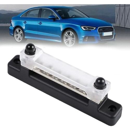 6 Terminal Block Bus Bar & Cover 12V Distribution Bus Bar Auto Boat Marine Power Transparent Protection Cover Good Durability