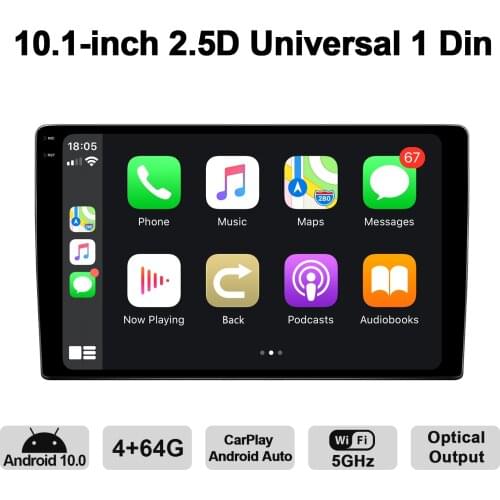 10.1 Inch Universal Head Unit 2.5D 1Din Android 10 Car Radio Stereo Multimedia Carplay Autoradio GPS Naviagtion WIFI Bluetooth