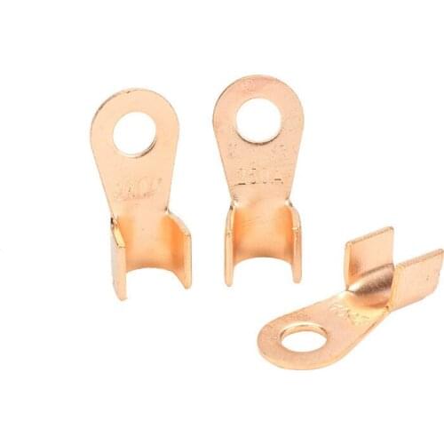 50pcs Copper Nose Terminal Block OT-5A/10A/20A/30A/40A/50A/60A/80A/100A Cable Connector Cold Pressed Terminal Open Lug Splices