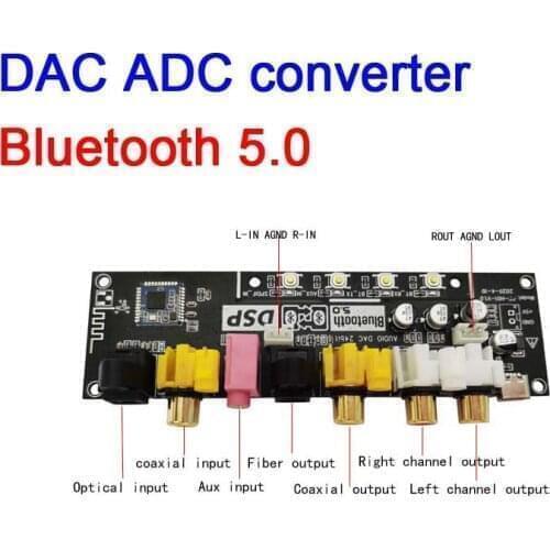 Bluetooth 5.0 audio DAC ADC transmitter receiver converter DSP digital processing Optical output, coaxial output, analog stereo
