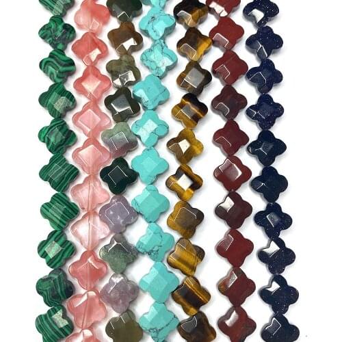 Natural Stone Leaf-shaped Beads Multi-faceted Tigers Eye Crystal Gemstone Fashion Loose Beads for Necklace Jewelry Making