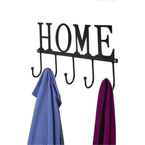 Key Holder Wall Decoration Iron HOME Letter Wall Hooks Crochet Metal Perchero Coat Hanger Room Home Decor iron metal wall hook
