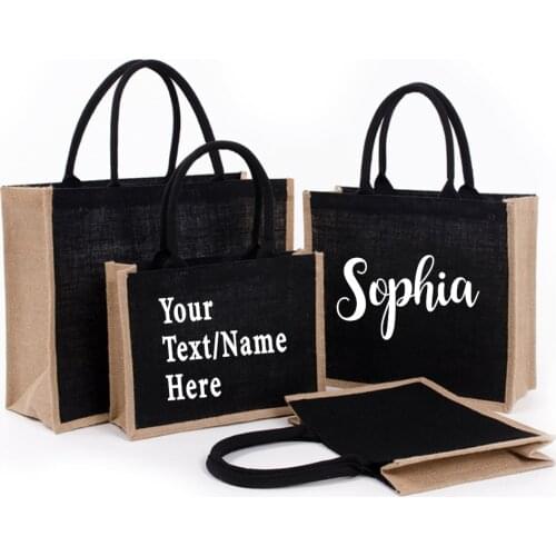Eco Friendly Personalised Name Jute Bag Gift For Friend Custom Teacher gift Custom Market Bag Jute Tote Bag Bridesmaid Gift Bag