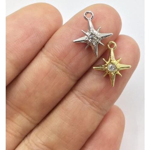 Eruifa 10pcs 12mmPretty Star with Rhinestone Coin Zinc Alloy necklace,earring bracelet jewelry DIY handmade 2 colors
