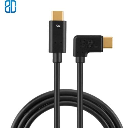USB Type C Cable(5A), USB C to Left Angle USB C Fast Charging Cable, Support 100W Power Delivery