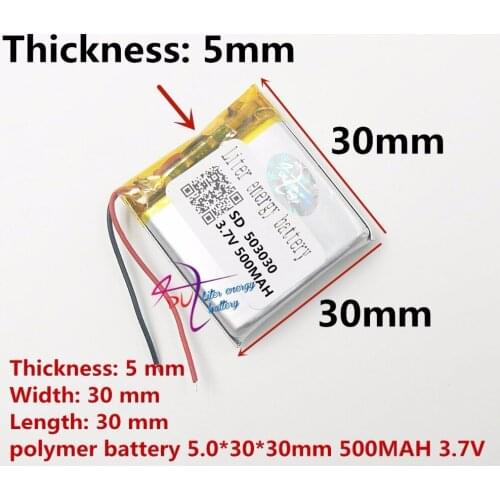 503030 3.7V 500MAH lithium polymer battery quality goods quality of CE FCC ROHS certification authority