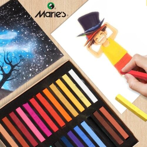 Maries Painting Crayons Soft Pastel Set Square Pastels Chalks Square Artist Pastel Set Box of 12/24/36/48 Assorted Colors