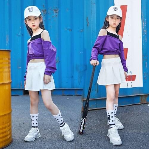 Mens hip-hop off shoulder jacket, long sleeve T-shirt, pleated skirt, womens clothing