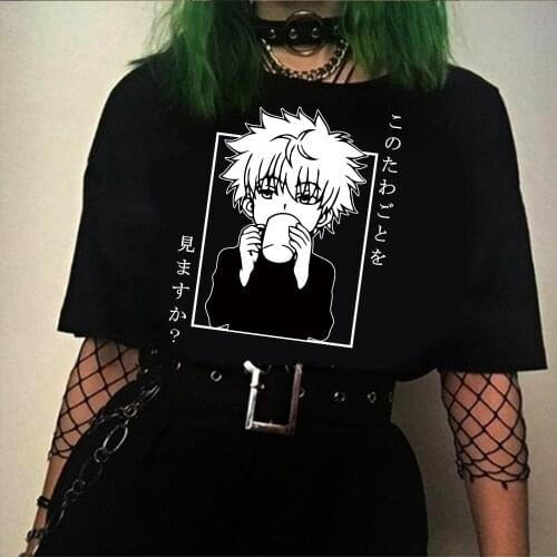 Men Women T-shirt Tops Kawaii Hunter X Hunter Tshirt Killua Zoldyck T-shirt Crew Neck Manga Tee Fashion Shirt Clothes