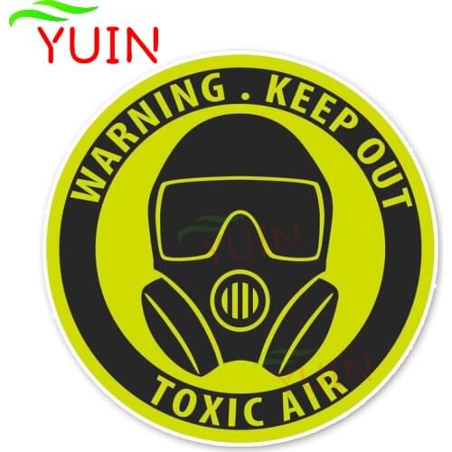Unique WARNING KEEP OUT TOXIC AIR Car Sticker Motorcycle Auto Accessories Personalized PVC Decorative Waterproof Decal 12*12cm