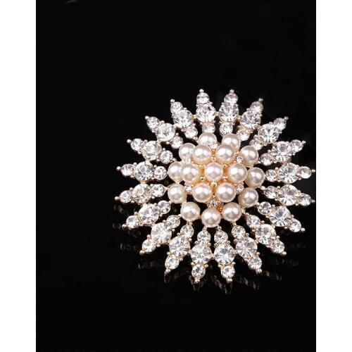 New Trendy Big Snow Pearl Brooch For Women Bright Crystal Colorful Collar Pins Wedding Clothes Decoraton Jewelry