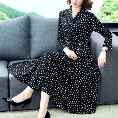 2021 Autumn Black Dot Knitted Midi Dresses Spring Korean Vintage Casual 5XL Plus Size Dress Women Elegant Bodycon Party Vestidos