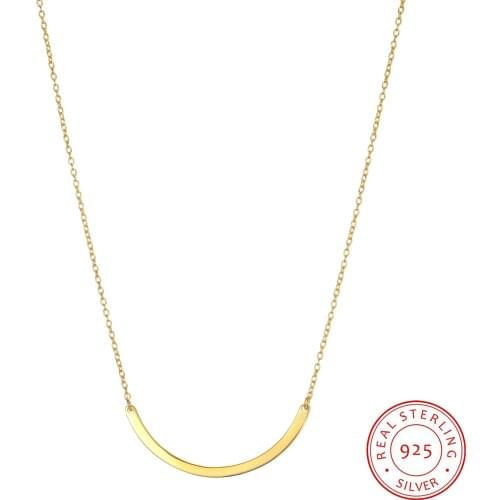 925 Sterling Sliver Necklace Charm Jewelry Classic Arc Shape Pendant 2 Colors Fashion Choker Elegant Gift for Women (NE103226)