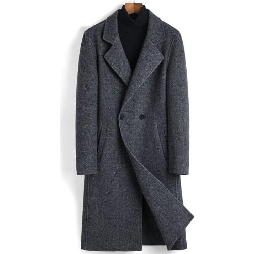 Long 100% Wool Coat Men Jacket Double Breasted Overcoat Clothes Mens Coats and Jackets Sobretudo Masculino 9909 KJ4292