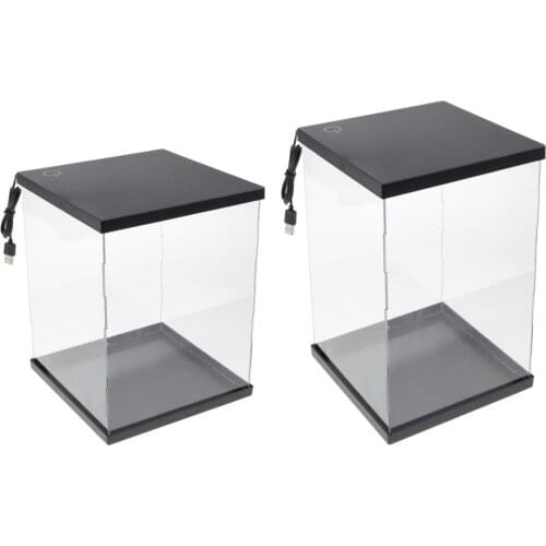Clear Plastic Display Case Countertop Box Cube Storage Organizer with LED Light