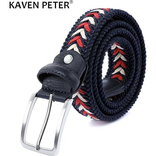 Unisex Weave Belt For Men Designer Women Braided Pin Buckle Fabric Canvas Leather Belt Knitted Strap Without Holes Waistband