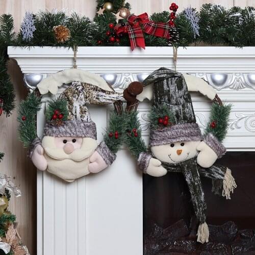 Christmas decorations, old man, snowman, head, rattan ring, door decoration, festival hotel, shopping mall, rattan