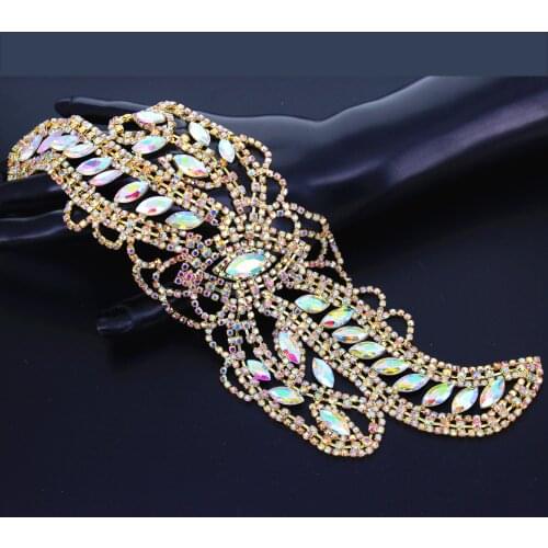AB color Crystal applique Rhinestone patch decoration Glass Strass Patches Sewing For Garment DIY Fabric