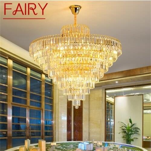 FAIRY Postmodern Gold Chandelier Crystal Pendant Lamp Luxury Light Home LED Fixtures for Living Dining Room