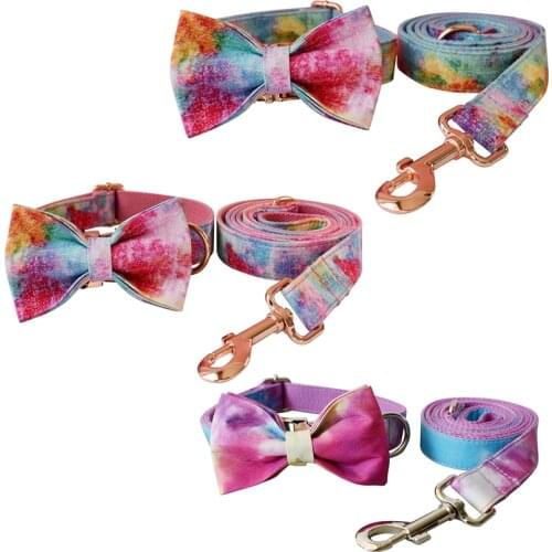 Zharan Dog Collar Traction Rope Bow tie Pitbull Personalized Engraved Pet Name Retailing Supplies Accessories