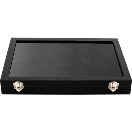 Glass Lid Black 100 Slot Earring Ring Jewelry Display Storage Box Tray Case Organizer Holder