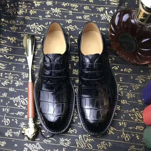 Chue men dress shoes formal shoes crocodile leather male crocodile shoes wedding banquet