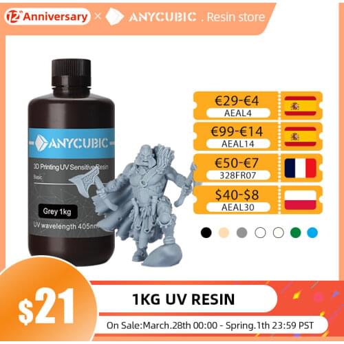 RESINWAY 3D Printing UV Resin 405nm 1L White Grey Material In Stock for Mars Anycubic Photon S Mono X LCD 3D Printer Liquid