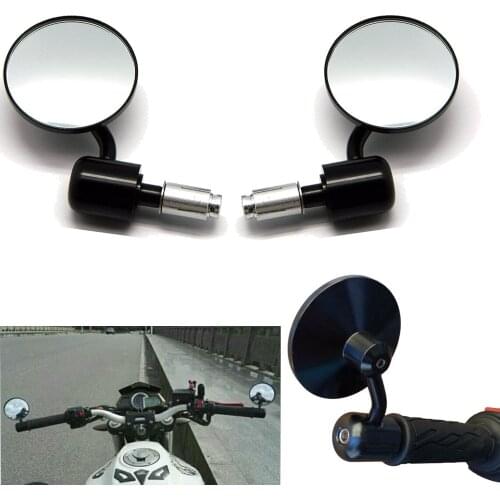 Universal CNC Motorcycle Handle Bar End Round Rear View Side Mirrors 7/8" For Honda Yamaha Cafe Racer Bobber Cruiser Custom