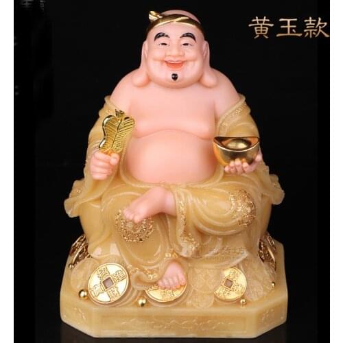 High-grade jade gilding God of wealth buddha statue Asia Vietnam Temple Worship HOME shop company bring wealth money good luck