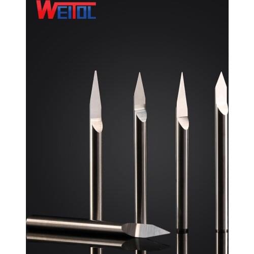 Weitol Metal engraving tool 10 pcs/Lot N 3.175mm V Shape Flat Bottom Carbide PCB Engraving Bits CNC Router Tool 10 degree 0.1mm