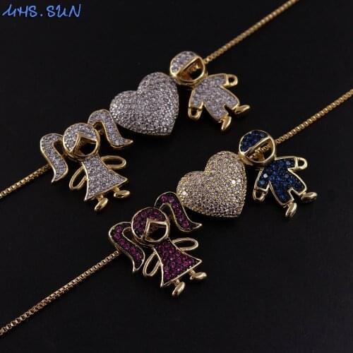 MHS.SUN Valentines Day Jewelry Fashion Girl and Boy AAA Zircon Pendants Necklace For Woman Lovers Gift Charm Chain Necklace