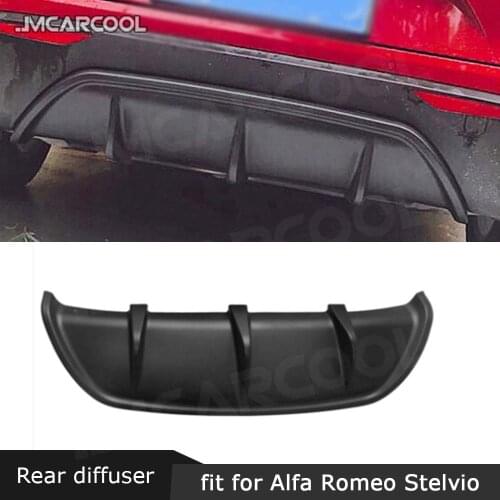 Carbon Fiber Rear Lip Diffuser Cover For Alfa Romeo Stelvio 2017 -2020 ABS Fins Shark Style Bumper Protector Car Styling