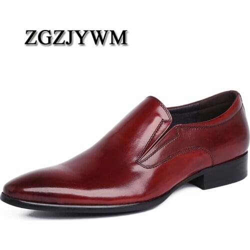 ZGZJYWM New Spring/Autumn Luxury Handmade Genuine Leather High Heels Dress Oxford Flat Original Brand Men Oxford Shoes