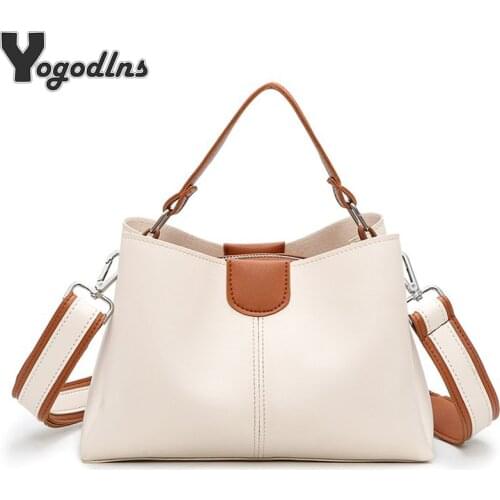 Casual Large Capacity Women Shoulder Crossbody Bags Designer Wide Strap Handbag Female Luxury Pu Leather Bucket Tote Purse bolsa