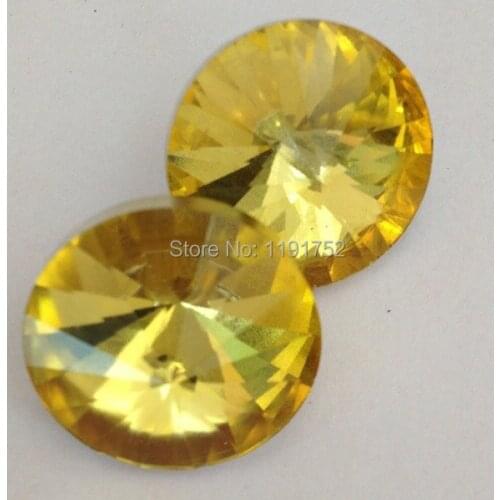 1000PCS/LOT) 20MM UPHOLSTERY YELLOW CRYSTAL BUTTONS WITH METAL LOOP