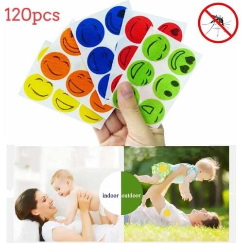 120pcs Mosquito Repellent Stickers Patches Natural Non-Toxic Camping Travel Anti-mosquito Cartoon Smiling Face Drive Repeller
