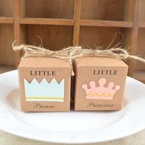 20pcs/40pcs Kraft Paper Candy Box Baby Shower Gifts For Guests Birthday Party Babyshower Boy Girl Gift Bag Party Supplies