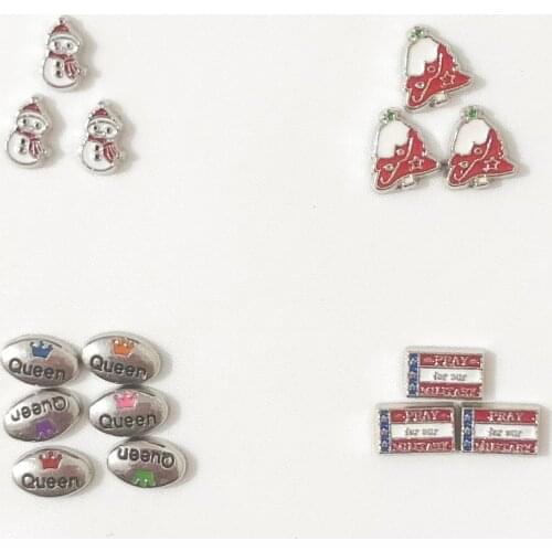 20Pcs/Lot Tree Snowman Pray For Our Military Queen Floating Charms Hand-made DIY for Glass Lockets