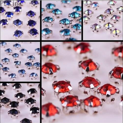 3.8-4mm17 colors Crystal Glass Round Sew-on Rhinestones silver Bottom crystal sewing diy/jewelry/wedding decoration 100pcs/piece