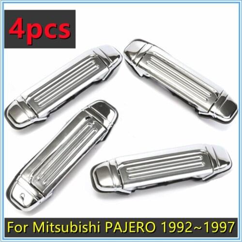 4pcs/Set Car Mofaner Chrome Door Handle Replacement for Mitsubishi PAJERO 1992~1997 Car Accessories Door Handle