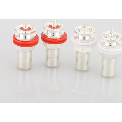 4Pcs Silver plated RCA Socket RCA chassis Female RCA JACK Socket Connector Hifi without logo