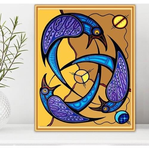 5D Full Drill Diamond Painting Kits Alien Birds Farmhouse Diamond Embroidery Handmade Gift Home Wall Decor- 40X50cm