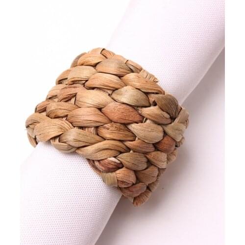 Promotion! 6Pack Natural Straw Corn Husk Woven Napkin Rings, Handmade Braided Grass Napkin Ring, Farmhouse Napkin Buckle