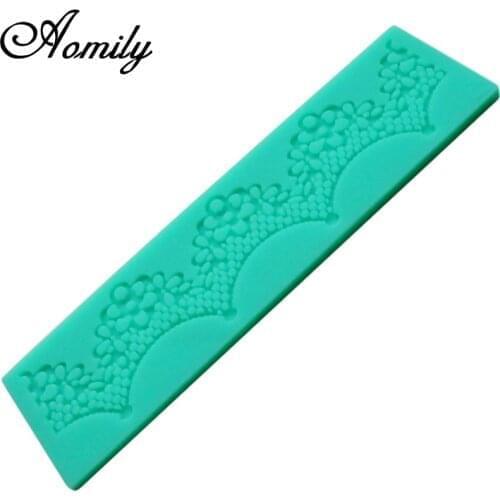 Aomily Flower Lace Skirt Cake Mold Wedding Cake Silicone Fondant Mold Mousse Brim Decor Sugarcraft Icing Mat Pad Pastry Baking