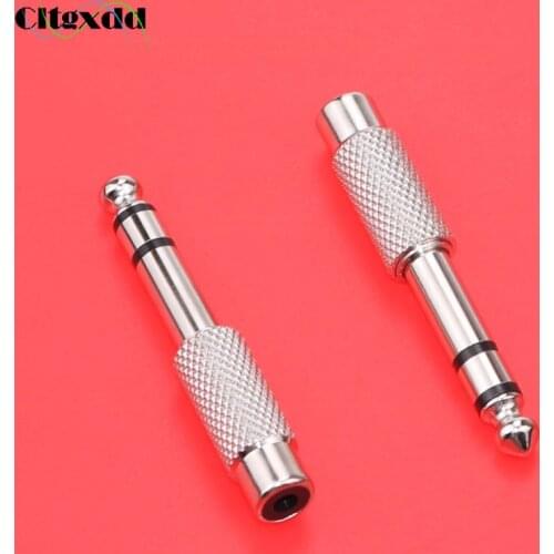 Cltgxddd 1pcs 6.35mm Male To RCA Female Audio Adapter plug 3pole 6.35mm Stereo Connect Converter For microphone power amplifier