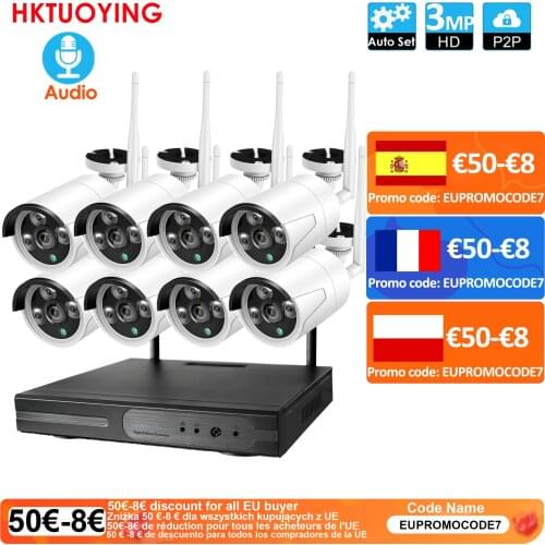 8CH Audio CCTV System Wireless 1080P NVR Outdoor indoor P2P Wifi IP CCTV Security Audio 2.0mp IP Camera System Surveillance Kit